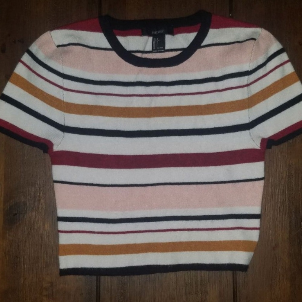 Large Multi Color Stripe Crop Top - image 2